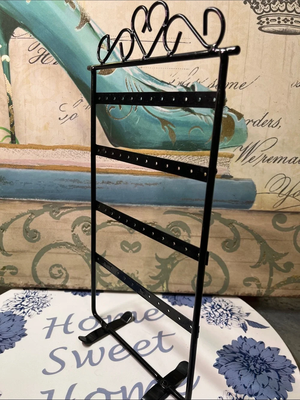 Black Metal Jewelry & Earring Organizer Stand
